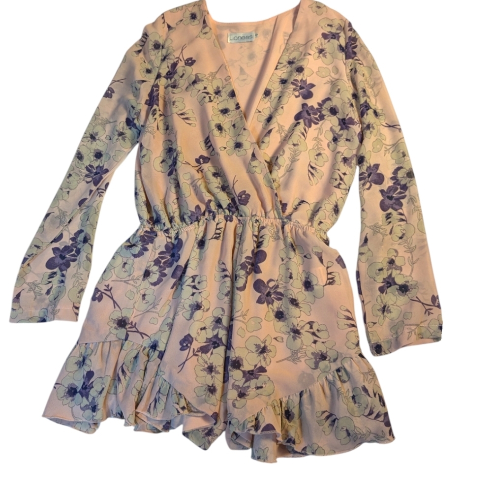 Lioness Pink & Lavender Floral Boho Ruffled Romper/ Playsuit SZ 10 - Picture 7 of 7